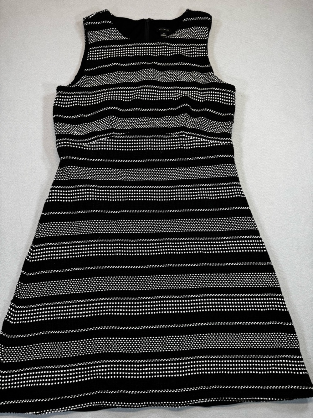 Classic Ann Taylor Sleeveless Black and White Striped A-Line Dress